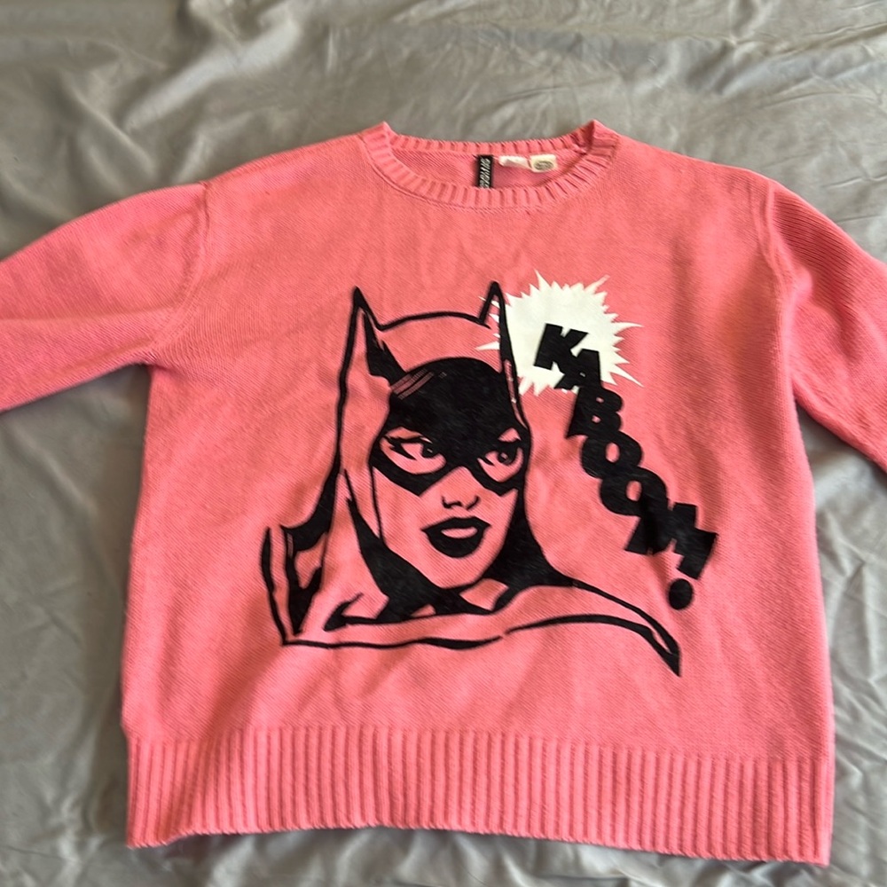 H&M DC Batgirl Kaboom Pink Sweater